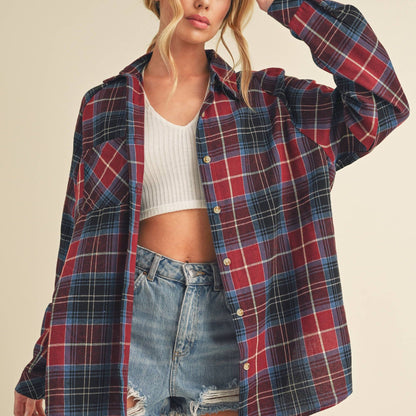 Free Falling Flannel - Red Multi