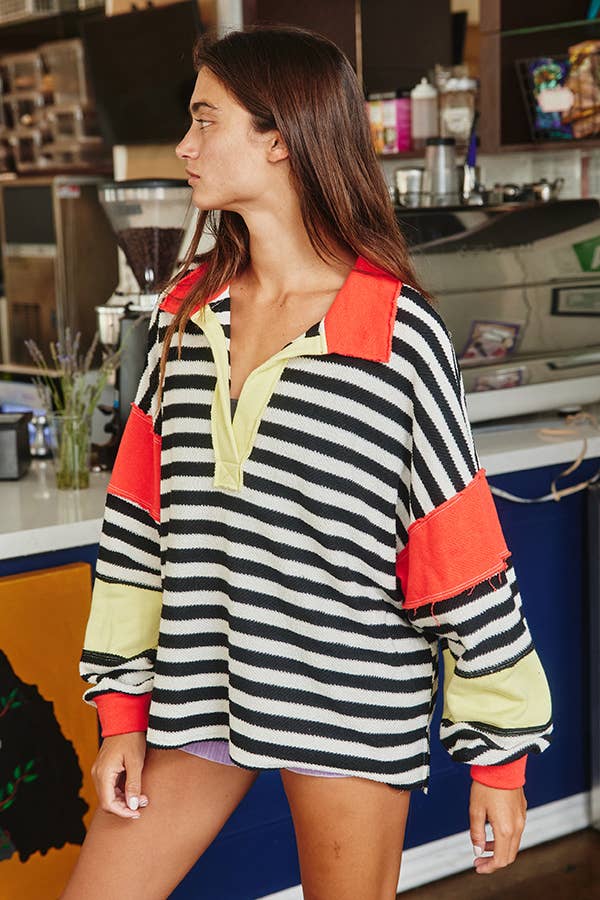 Sunset Striped Collar Top