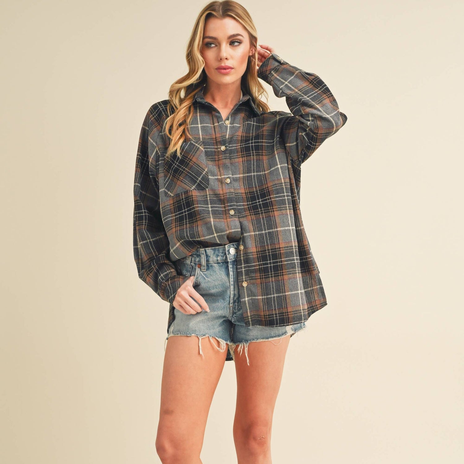 Free Falling Flannel - Green Multi