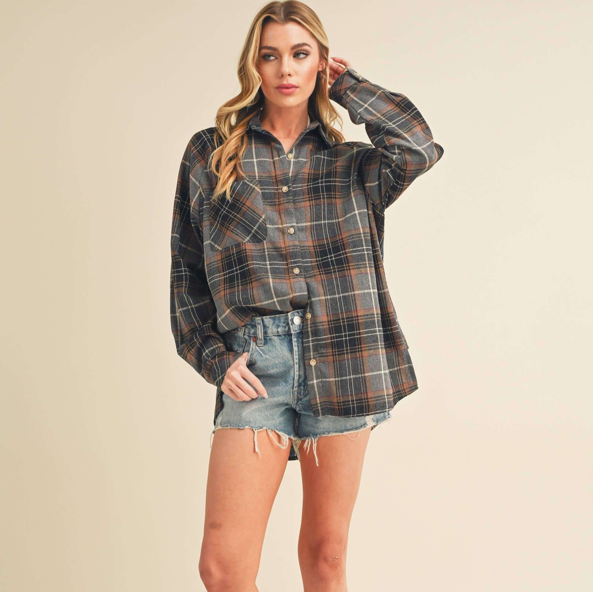 Free Falling Flannel - Green Multi